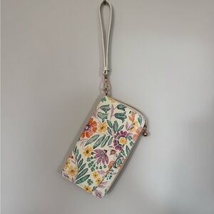 Floral Embroidered Wristlet Clutch